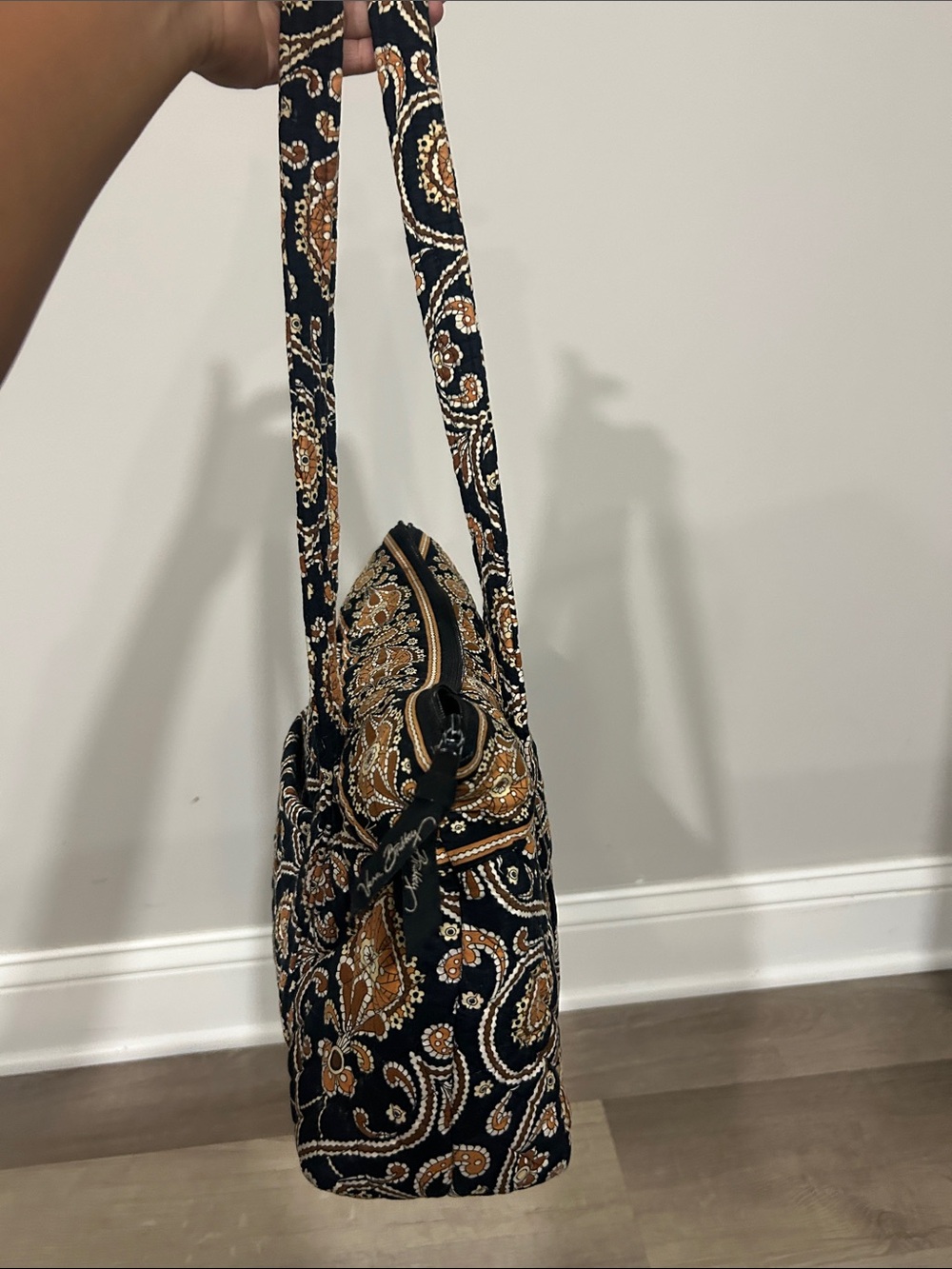 Vera Bradley Black and Brown Floral Quilted Shoulder Tote - Picture 3 of 4